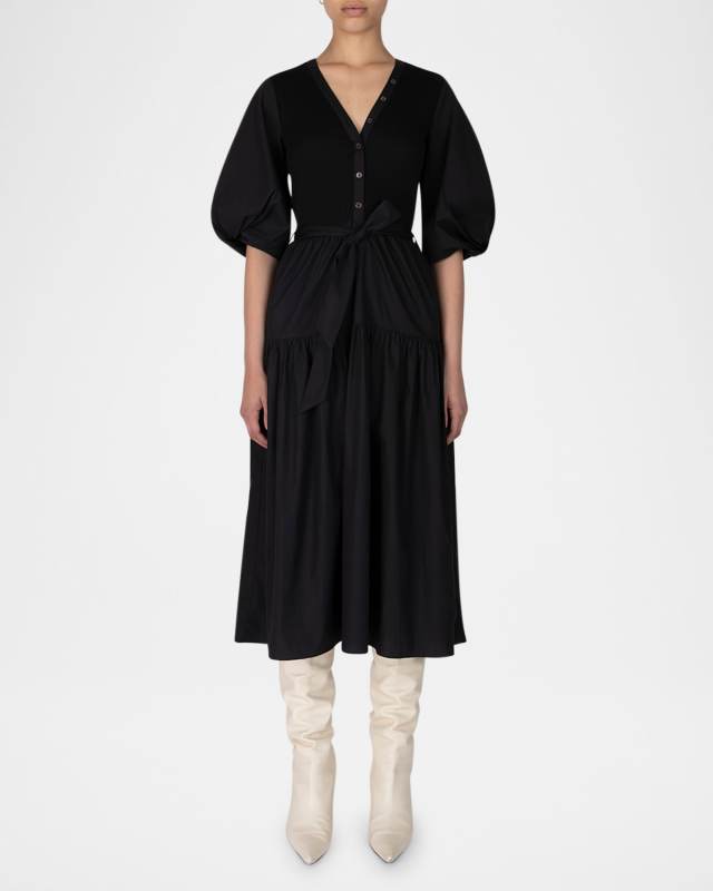 Natalia Mixed Media Midi Dress